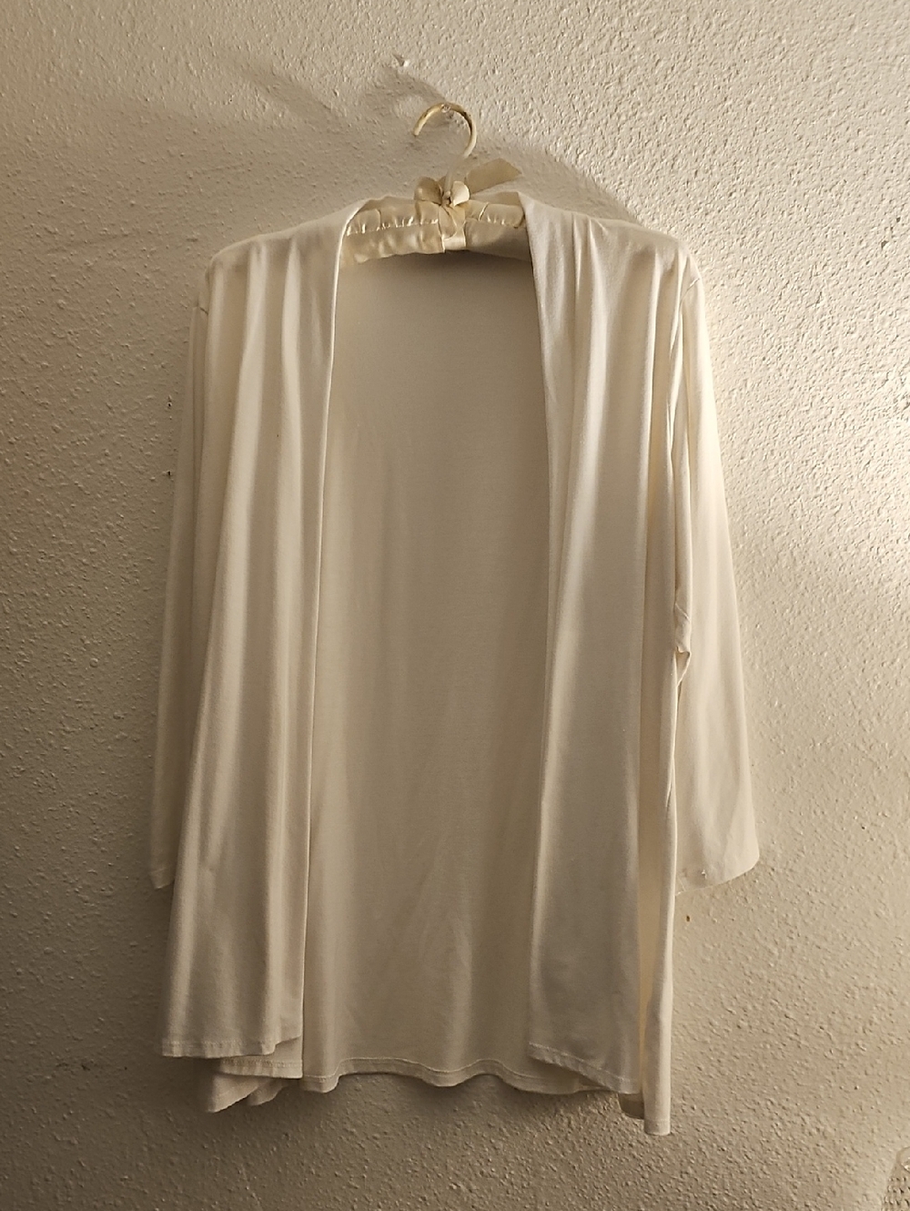 Women's Open-Front Lightweight Robe Cardigan - Cream